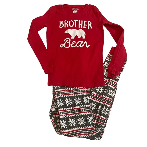 Red & Gray Fair Isle Snowflake ‘Brother Bear' Paiama Set - Youth size large (12) - Picture 2 of 7